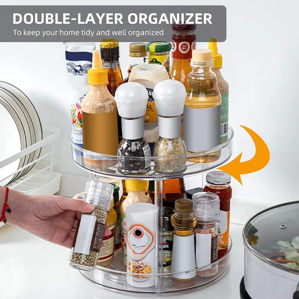 Basics Lazy Susan, organizer trasparente girevole con 2 ripiani