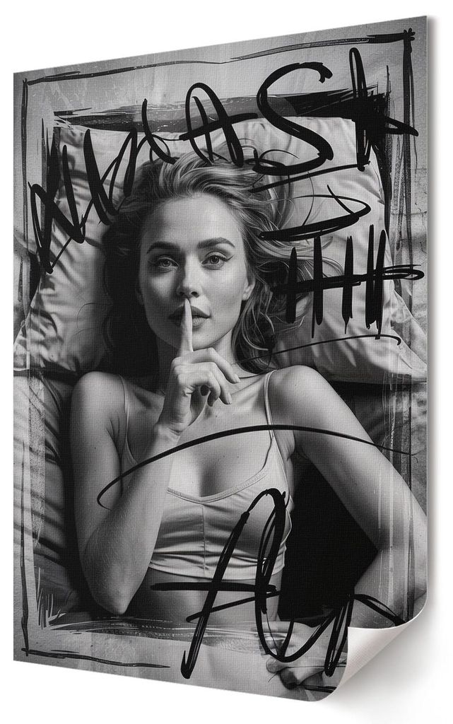 Geheimnisvolle Frau- Kunstdruck A1 (59x84 cm) - Ausdrucksstark, nostalgisch, humorvoll- Wandbild für Wohnzimmer Schlafzimmer & Flur, Modernes Post...