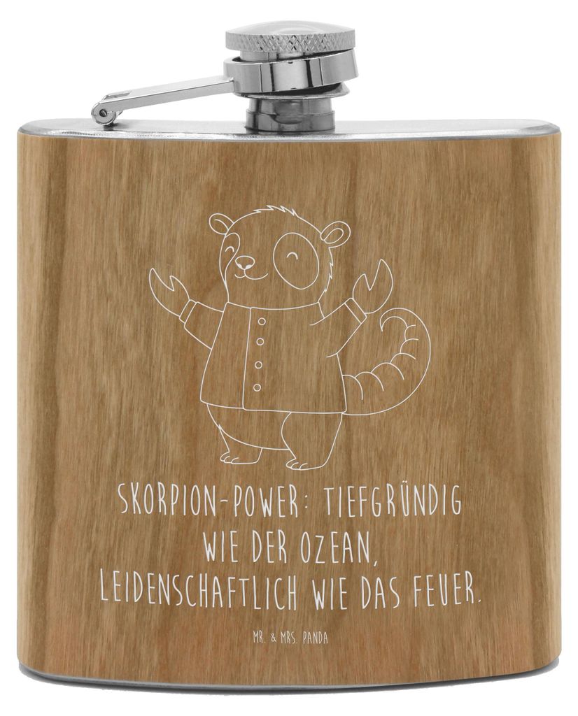Mr. & Mrs. Panda taschenflasche Skorpion Astrologie - Transparent - Geschenk, Aszendent, Sternzeichen, Wodka Flachmann, Geburtstagsgeschenk, feldfl...