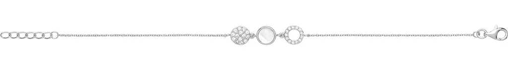 Bracelet Argent 925 Rhodié Anti-Oxydation avec Iris Nacré et Zirconium 19cm