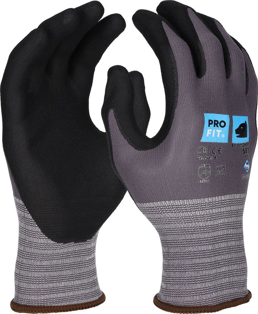PRO FIT 582 Nitril Handschuhe "Pro", Arbeitshandschuhe, Sicherheitshandschuh, Feinstrick Arbeitshandschuh, Nitrilschaum Handschuhe, 12 Paar - Gr. 11