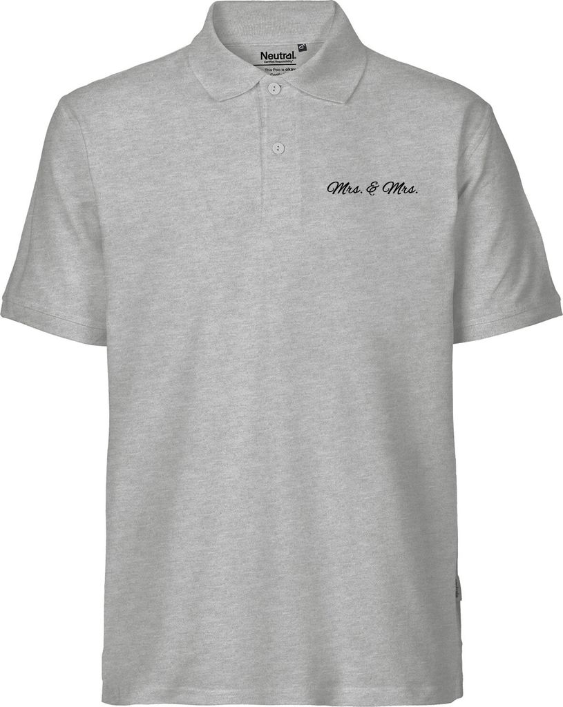 Huuraa Herren Polo Shirt Mrs. & Mrs. Schriftzug S Sport Grey Bio Baumwolle Fairtrade Poloshirt Geschenkidee