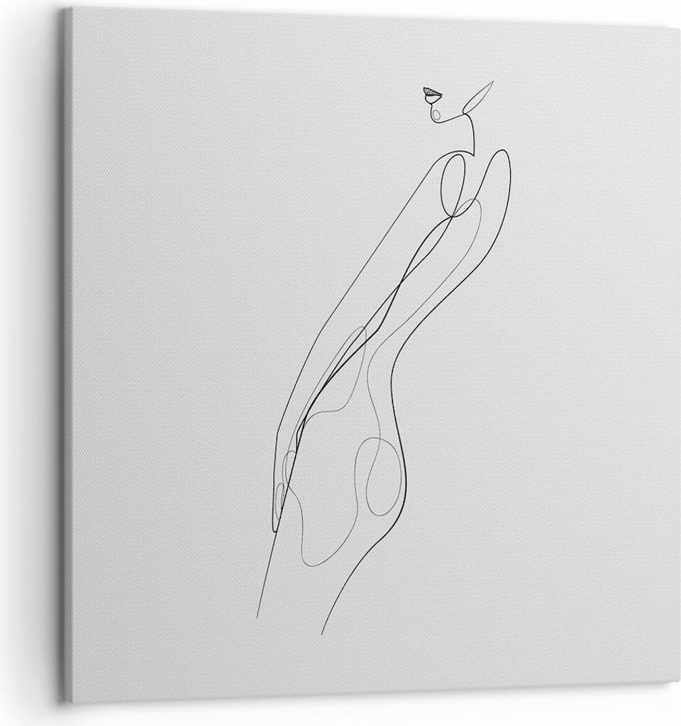 Bild auf Leinwand - Leinwandbild - Einteilig - Kontur Frau Minimalismus - 50x50cm - Wand Bild - Wanddeko - Wandbilder - Leinwanddruck - Bilder - Wa...