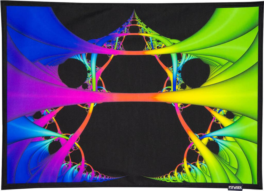 PSYWORK Schwarzlicht Stoffposter Neon "Wired Dimension IV", 0,5x0,7m