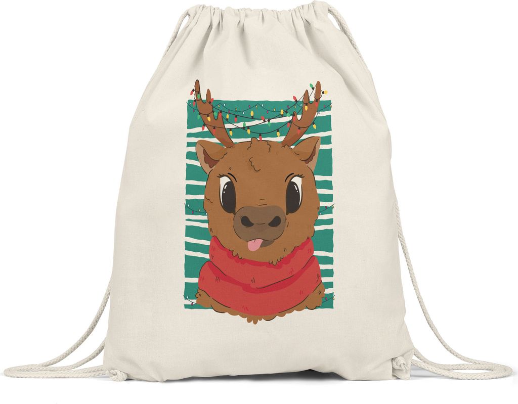 Weihnachtselch Turnbeutel Gymsack Weihnachtsparty Elch Tanz Merry Christmas Frohes Fest Weihnachtsmann Winter Weihnachtsabend