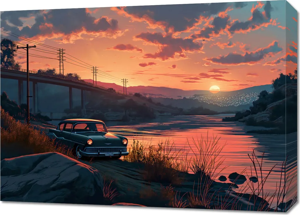 Déco Murale Salon Coucher de soleil 70x50 pour Ambiance Relaxante Zen