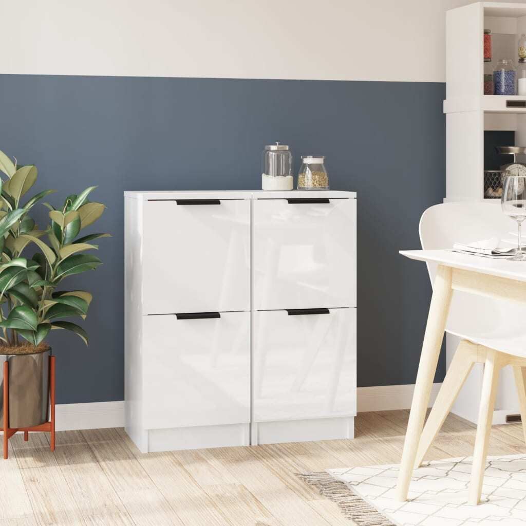 Maison Exclusive - Sideboards 2 Stk. Hochglanz-Weiß 30x30x70 cm Holzwerkstoff