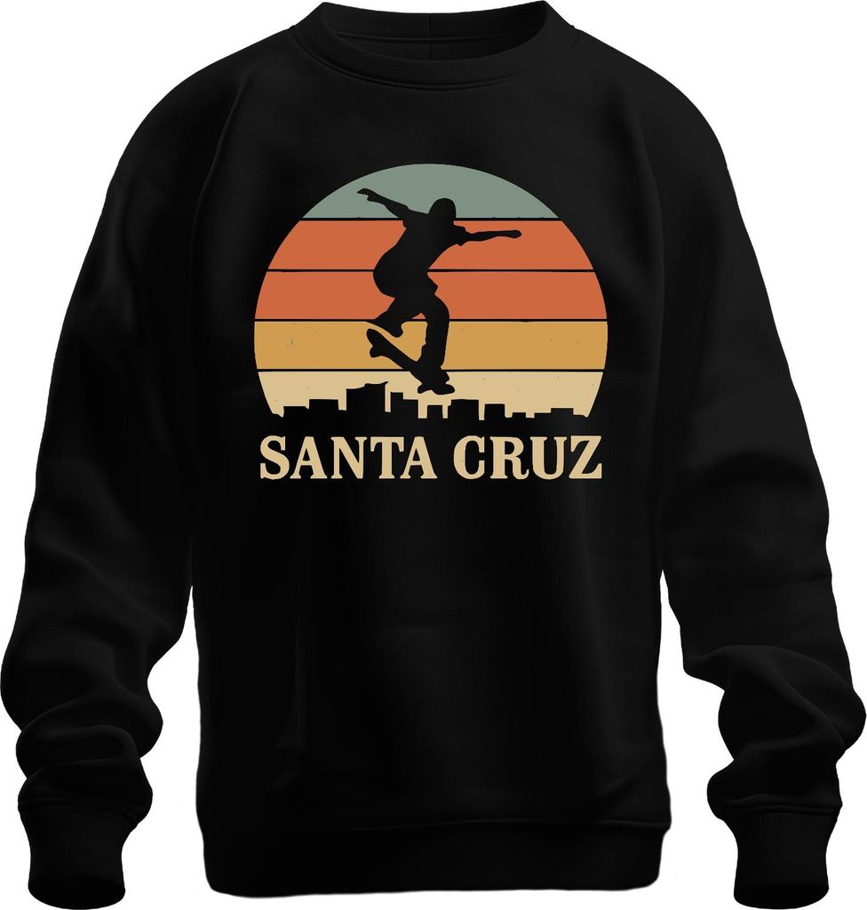 Santa Cruz Skateboard Skater Retro Sonnenuntergang Vintage Strand Uni Sweatshirt Pullover, Schwarz, M