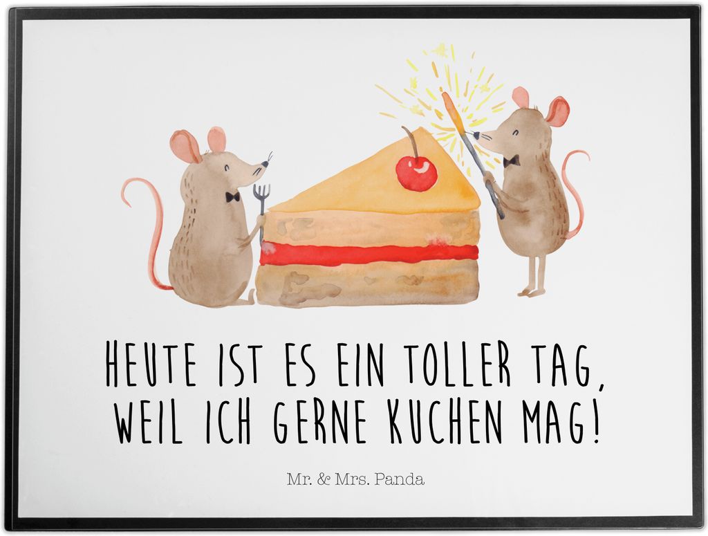 Mr. & Mrs. Panda Schreibunterlage Mäuse Kuchen - Weiß - Geschenk, Geburtstag, Torte, Tischschoner, Kuchenliebe, schreibtischunterlagen, tischmatt...
