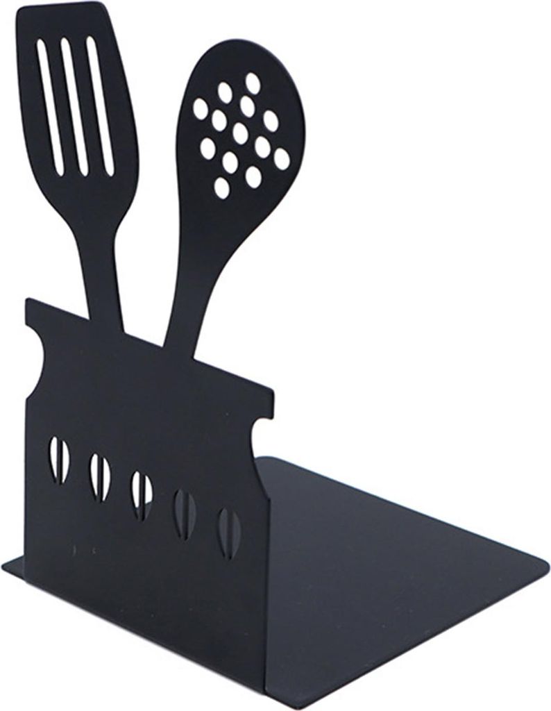 Metall-Buchstützen für Regale, schwarze Buchstützen im Kitchen Essentials-Design für die Dekoration im Homeoffice, robuste, rutschfeste Buchst...