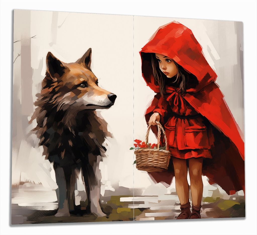 Wallario Herdabdeckplatte aus Glas, Größe 60 x 52 cm 2-teilig, Motiv Märchenhafte Begegnung