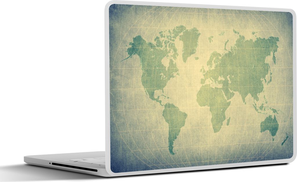MuchoWow Laptop Aufkleber Sticker Cover Weltkarte - Globus - Grün - Kinder - Jungen - Mädchen 40x30 cm - Laptop Dekoration - Selbstklebend