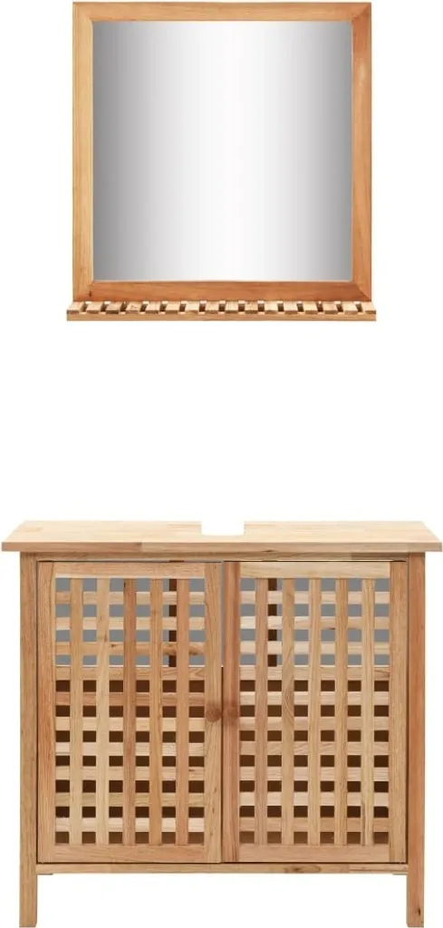 Meuble sous-lavabo noyer massif et miroir : la solution rangement et humidité
