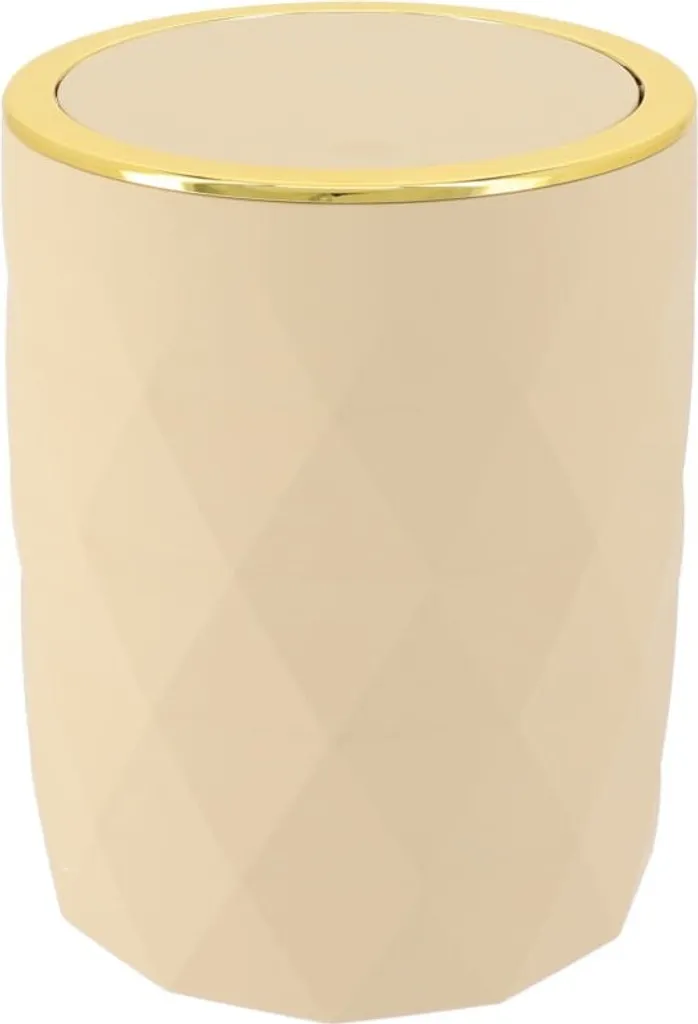 Petite Poubelle de Salle de Bain 6L Beige Or - Accessoire Déco Chic