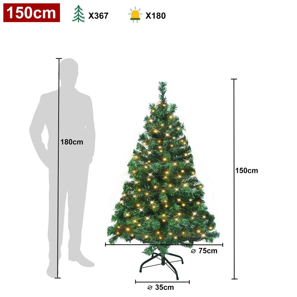 LARS360 150cm PVC Weihnachtsbaum Grün mit