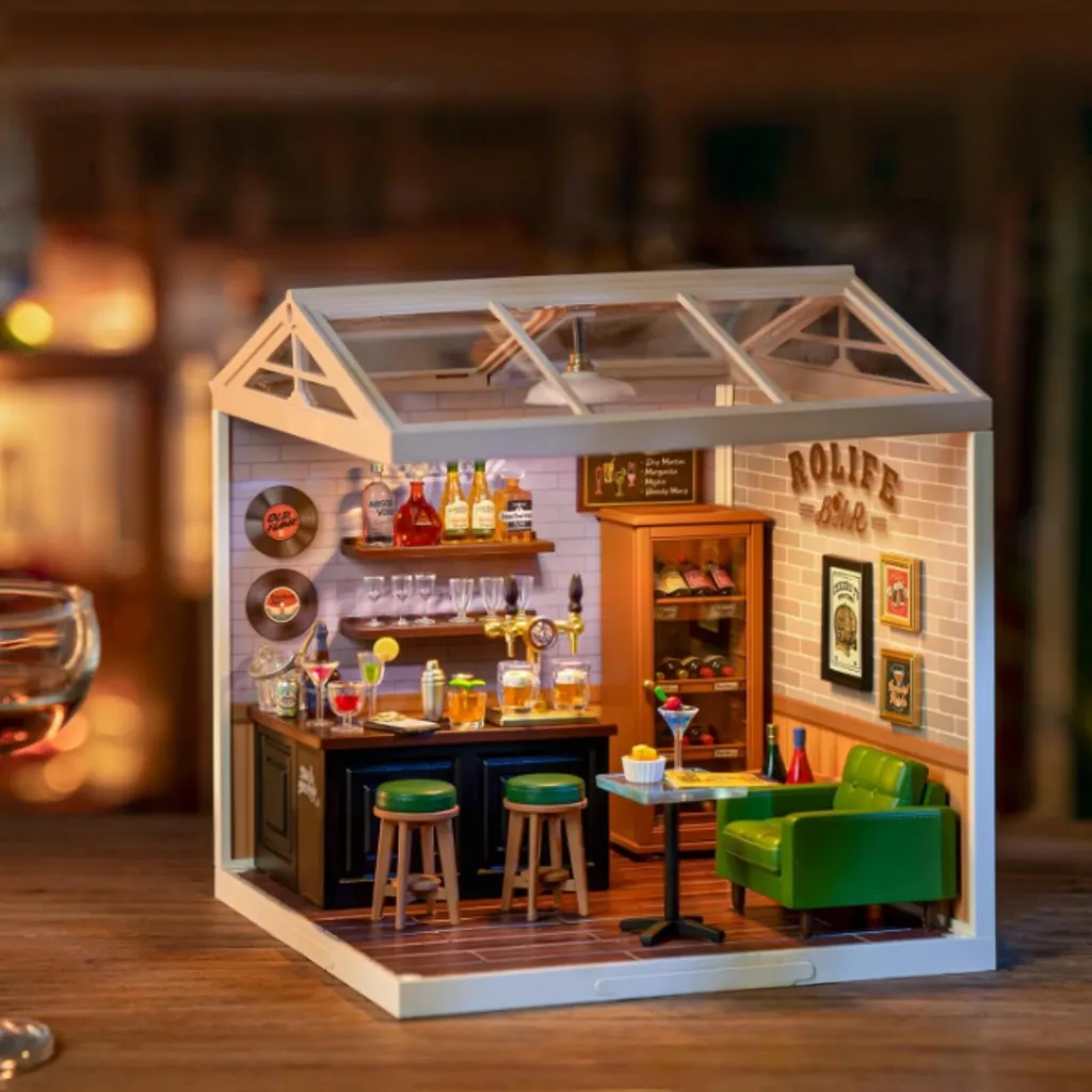 Cadeau Enfant et Adulte Puzzle 3D Bar Vintage Miniature à Construire