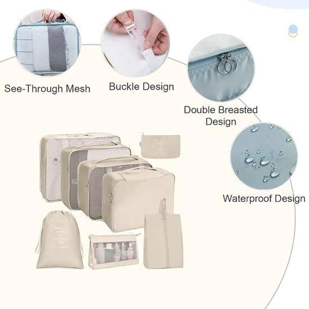 Set de 8 sacoches de rangement pour valise et organisation de voyage