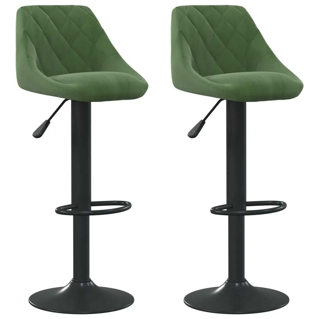 vidaXL Sgabello da bar 2 pezzi. Velluto verde scuro