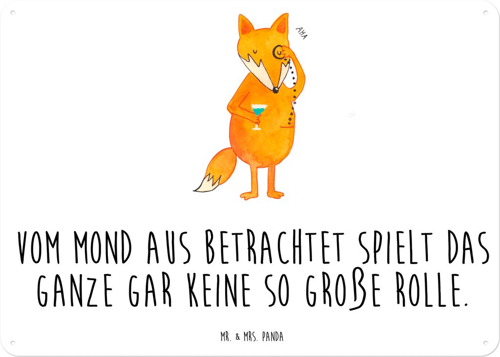 Mr. & Mrs. Panda Wandbild Fuchs Lord DIN A5 - Weiß - Geschenk, Türschild, Blechschild, Spruch Lustig, Schild, Schick, Monokel, Optimist, Neugieri...