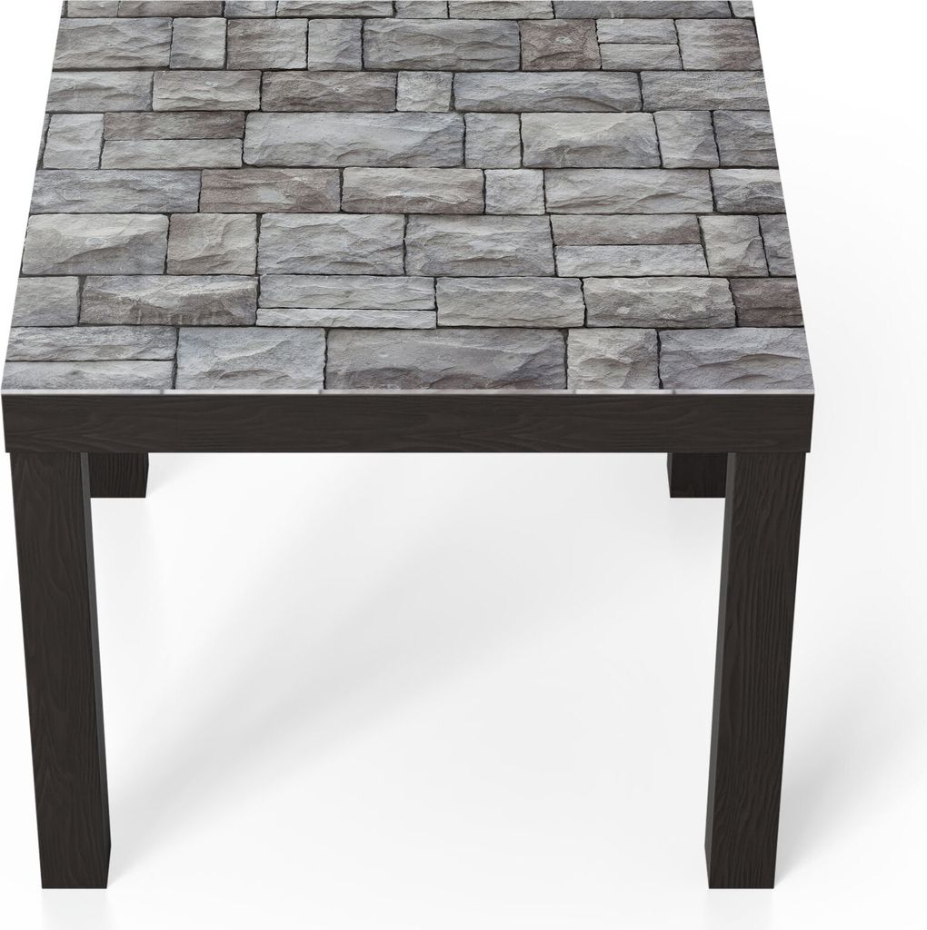 DEQORI Couchtisch 55x55 cm Schwarz 'Unebene Ziegelwand' Glas Beistelltisch