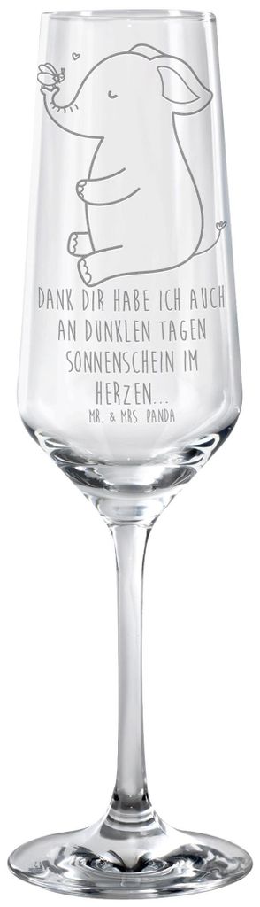 Mr. & Mrs. Panda Trinkglas Elefant Biene - Transparent - Geschenk, Liebesspruch, Champagnerglas, Liebe, Heiratsantrag, Sektkelch, Lustige Sprüche,...