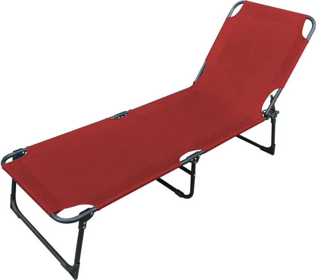 Lit de jardin pour bronzage rouge 188x57cm avec dossier réglable 30cm