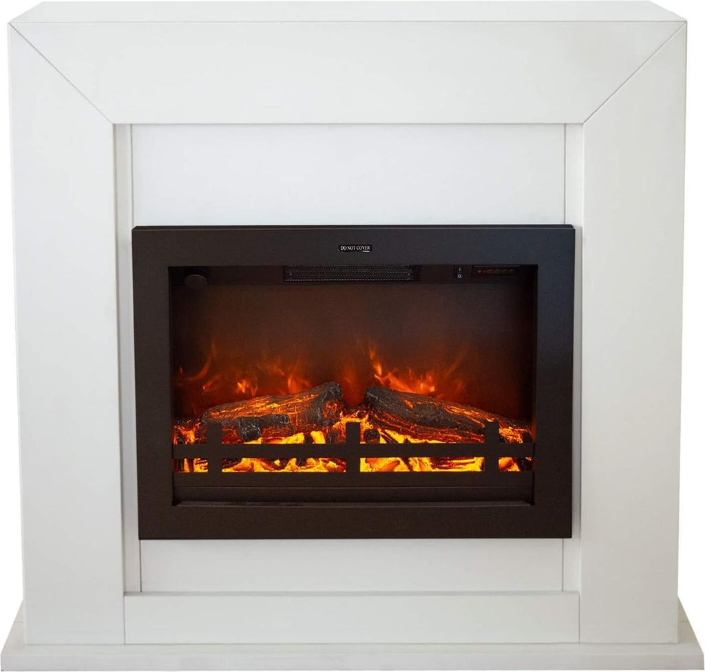 Xaralyn Elektrokamin - Adra EFL-MDW - weiß Holz - 1500 Watt Heizung - mit Fernbedienung - Kaminsims inklusive Einbaukamin - Dekokamin