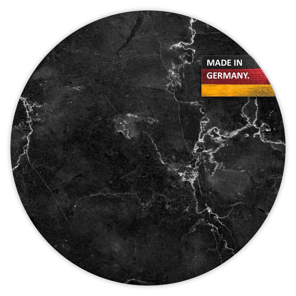 younikat Mauspad Marmor-Look I Ø 22 cm rund Mousepad in Standard-Größe rutschfest I schlicht modern I Stein-Optik Granit schwarz weiß I dv335