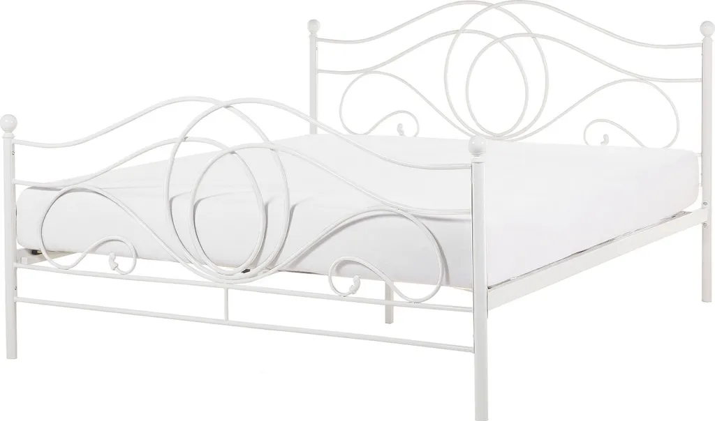 Lit en acier blanc 160x200 cm stable et silencieux style vintage