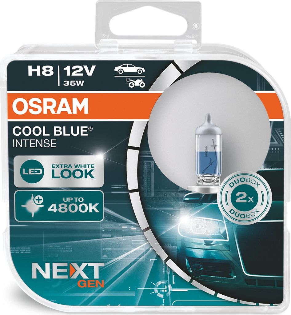 Packaging for OSRAM COOL BLUE INTENSE car headlight bulbs.