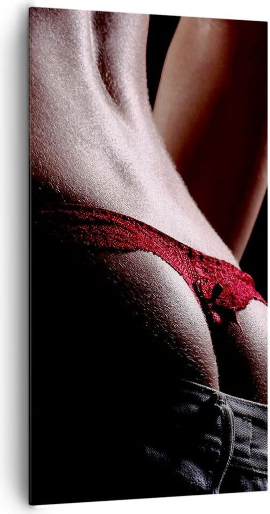 Bild auf Leinwand - Leinwandbild - Frau Körper String - 65x120cm - Wand Bild - Wanddeko - Leinwanddruck - Bilder - Kunstdruck - Wanddekoration - L...