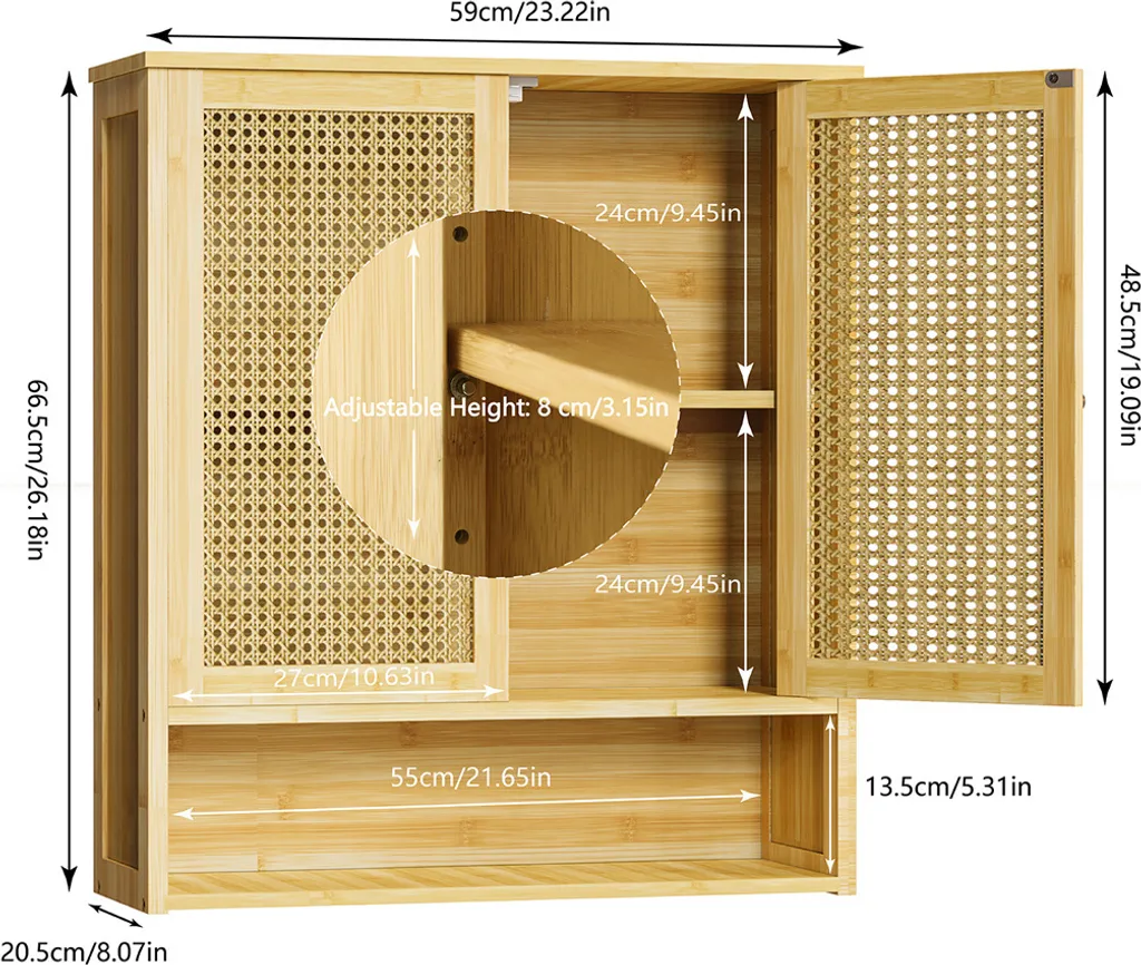 Armadietto Pensile Wisfor in Bambù: Mobile da Bagno Design Scandinavo - 11
