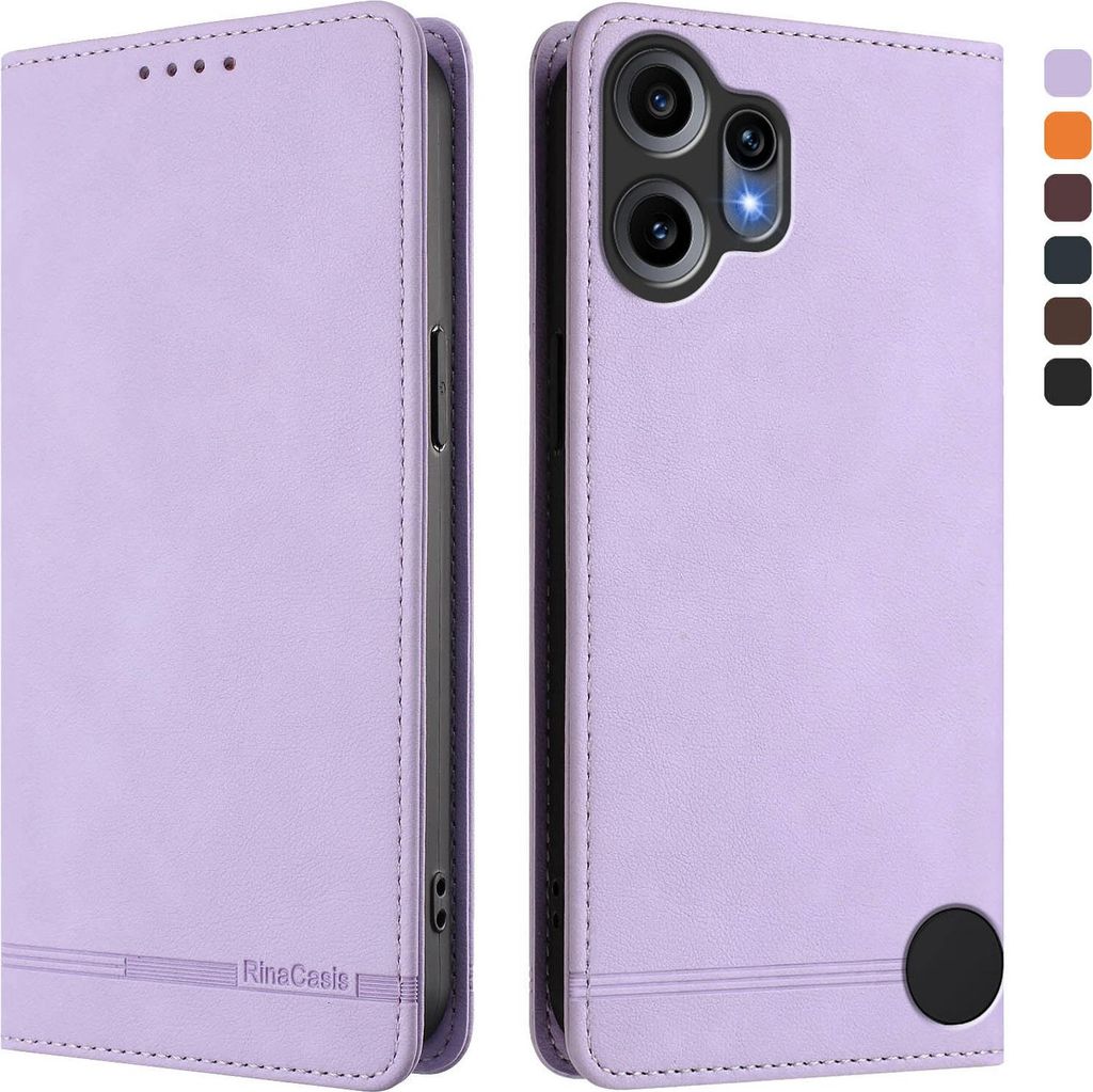 Hülle für Nothing CMF Phone 2 Pro, Retro Kunstleder Ständer Klapphülle mit Kartenfächer und Magnetische Violett