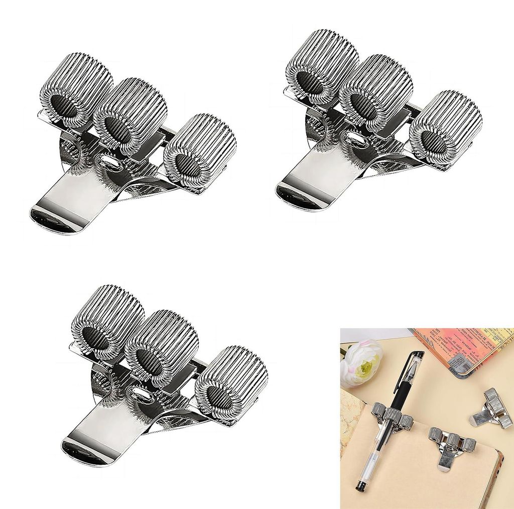3-teiliges Stifthalter-Set, Kugelschreiberhalter, Stifthalter für Pflegekräfte, Metall-Stifthalter mit Clip, für Whiteboards im Büro, silberfarben
