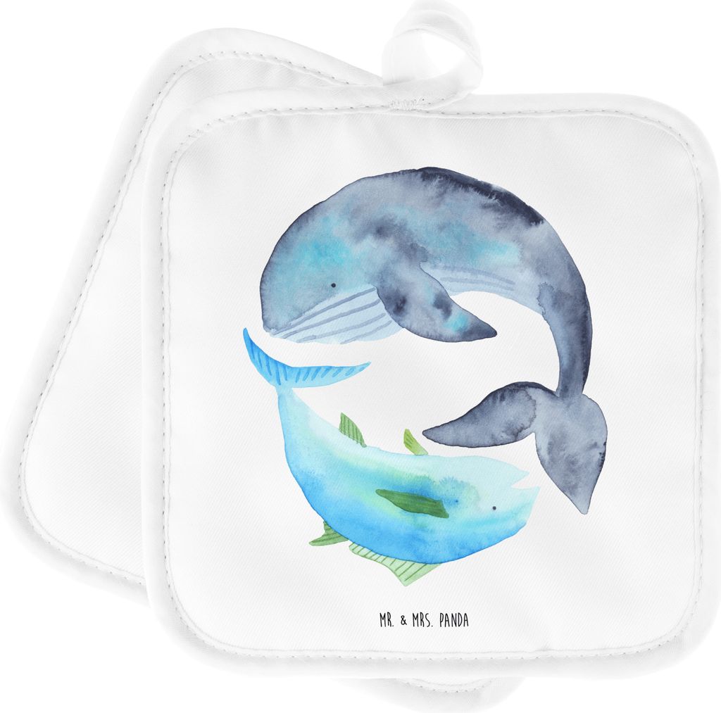 Mr. & Mrs. Panda Topfuntersetzer Walfisch Thunfisch - Weiß - Geschenk, Wal, Spruch Des Tages, Lustige Sprüche, Witz, Topflappen, Kochlappen, Set,...