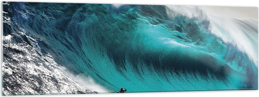 Bilder auf glas - Einteilig - Surfen Welle Türkis - 160x50cm - Glasbilder - Wandbilder - Bilder - zum Aufhängen bereit - Wanddekoration aus Glas ...