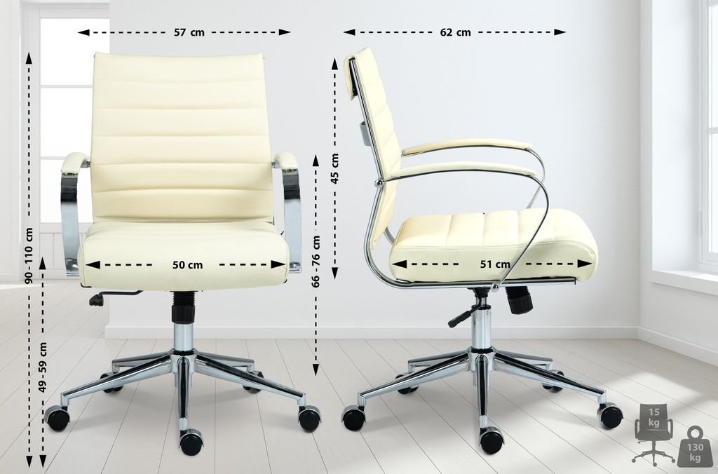 Bürostuhl HLO-CP167 Echtleder creme