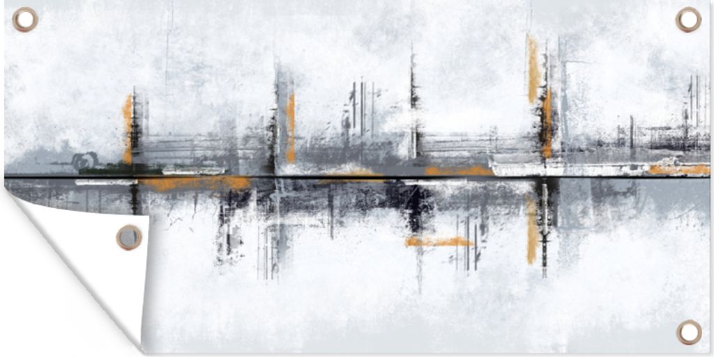 MuchoWow 60x30 cm Outdoor-Poster Gartendeko Sichtschutz Garten Poster für den Garten Malerei - Abstrakt - Ölgemälde - Architektur