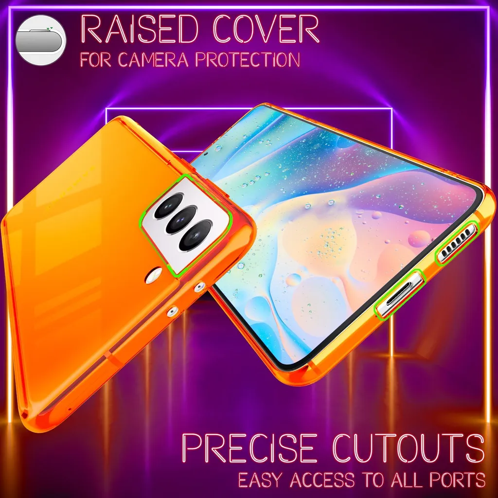 Cover Samsung S21 FE Neon Orange NALIA - Trasparente e Shockproof - 5