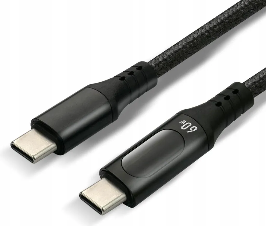 Cavo USB-C -> USB-C everActive CBB-1PDL 1m 60W display integrato nero - 4