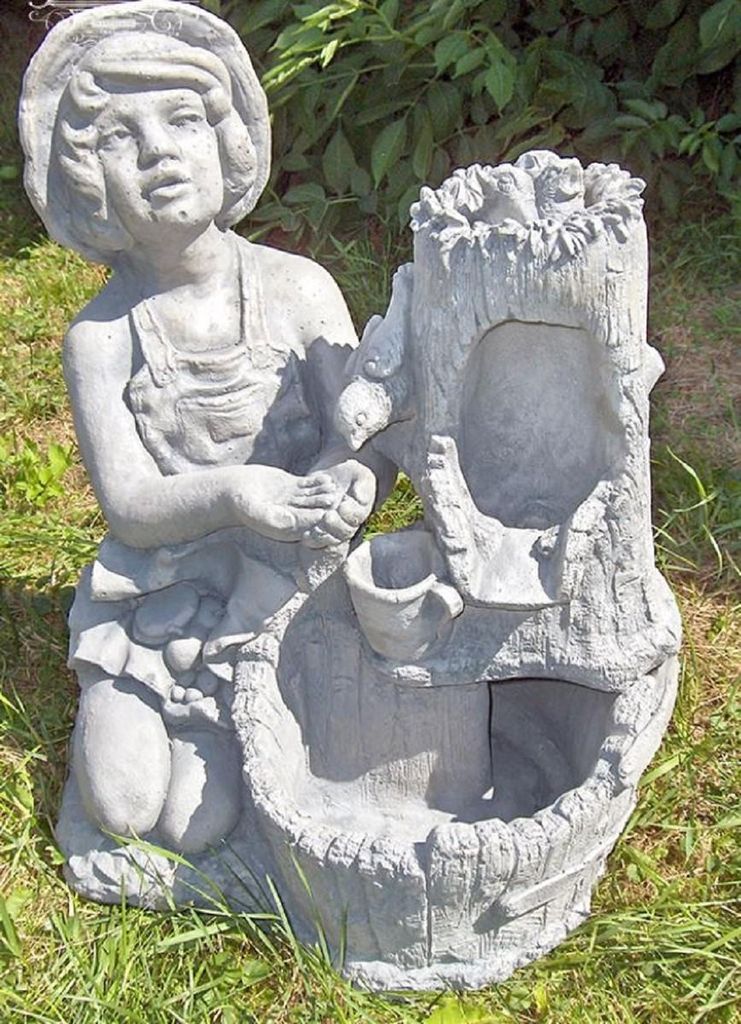 Casa Padrino Jugendstil Brunnen Grau H. 59 cm - Eleganter Garten & Terrassen Deko Stein Brunnen - Barock & Jugendstil Garten & Terrassen Deko Acces...