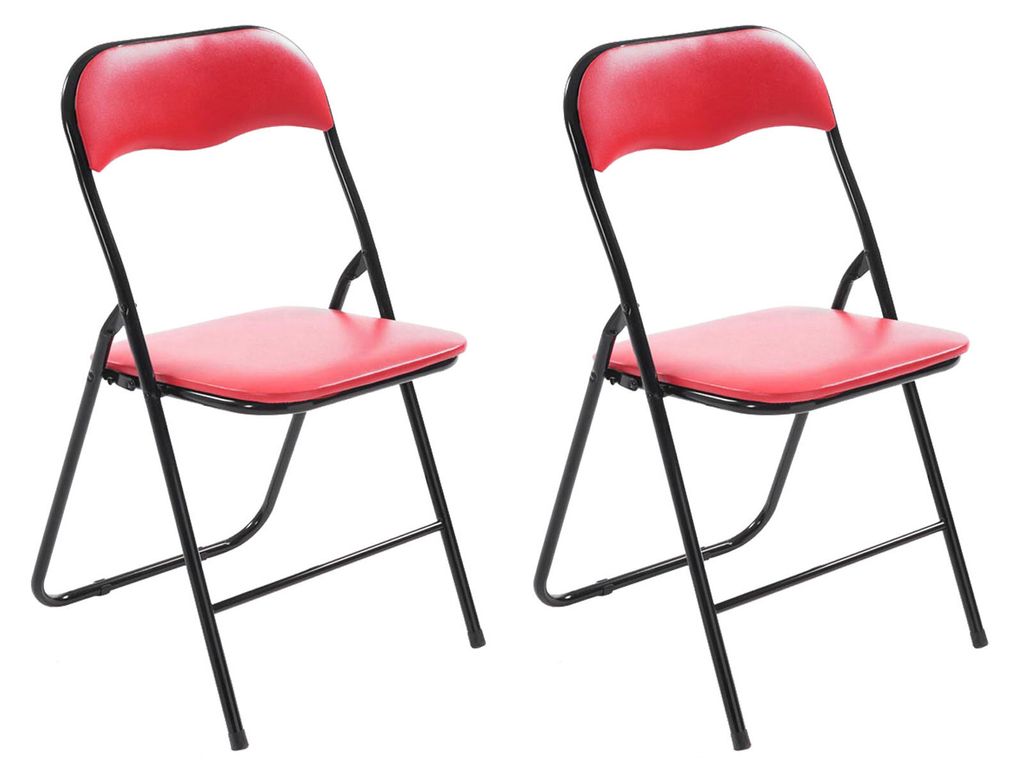 CLP 2er Set Klappstuhl Felix Klappbarer mit Kunstleder PVC Sitz Gepolstert Farbe:rot/schwarz