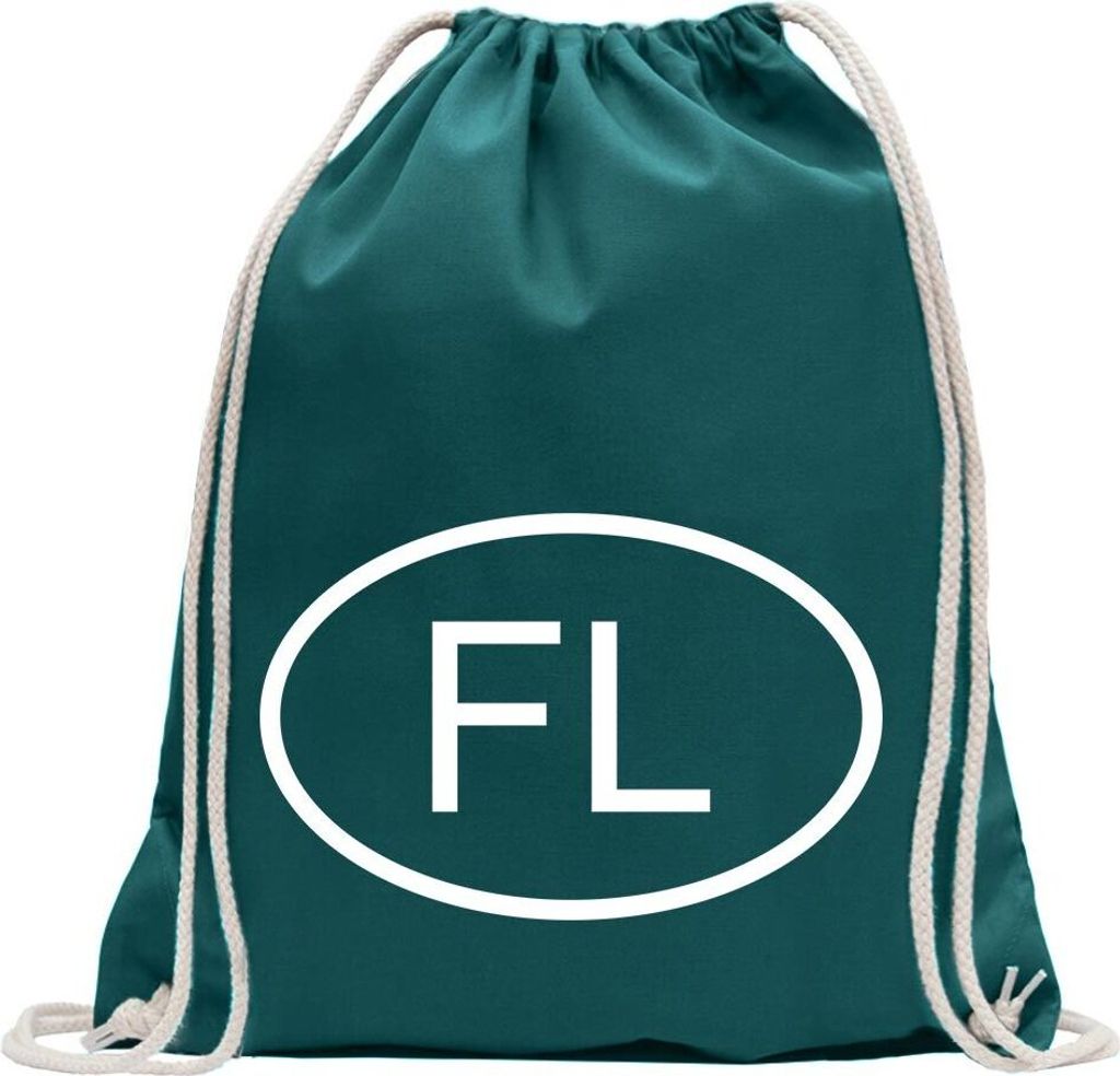 Kiwistar - Turnbeutel - petrol - Liechtenstein FL - Fun Rucksack Sport Beutel Gymsack Baumwolle mit Ziehgurt