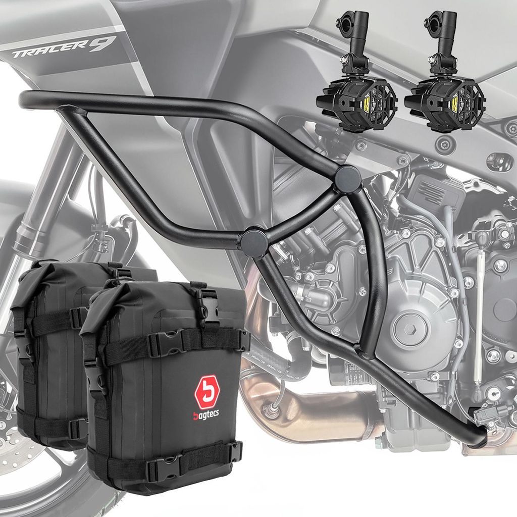 Set Sturzbügel + Scheinwerfer + Tasche für Yamaha Tracer 9 / GT 21-24