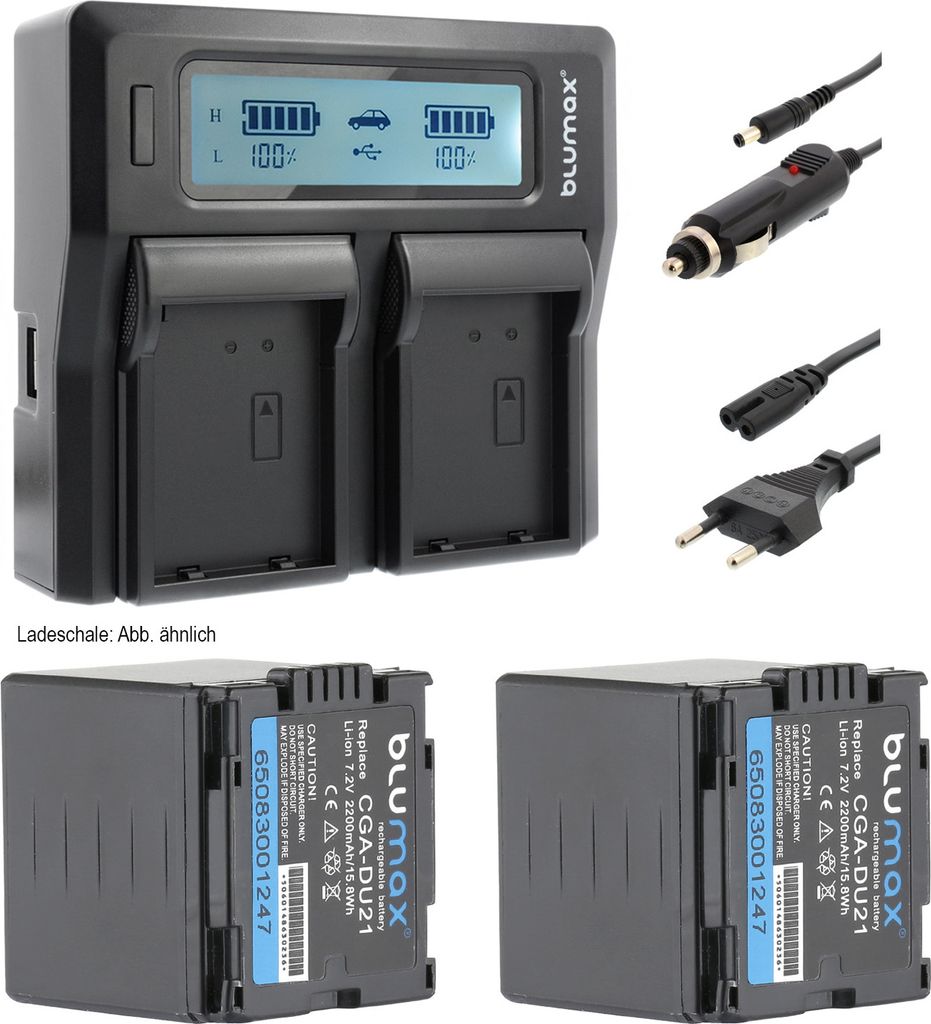 2x Akku + Lader für Panasonic CGA-DU21 CGA-DU12,CGA-DU14,CGR-DU06 2200 mAh