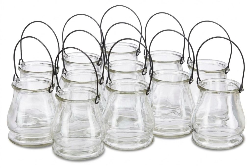 Relaxdays windlichten van glas, set van 12, ronde glazen Productafbeelding  AI-gegenereerde afbeelding