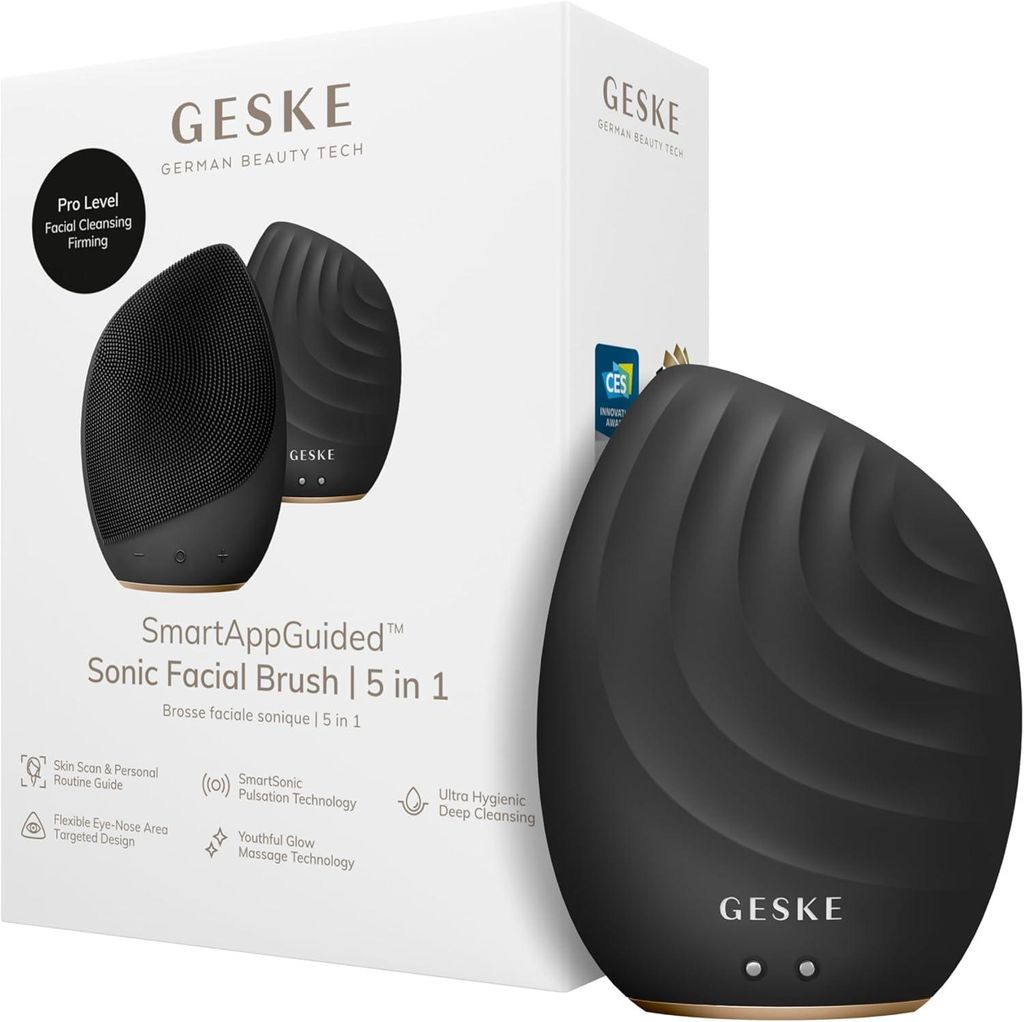 Elektrische Gesichtsreinigungsbürste 5 in 1 aus Silikon mit Smart App, Gesichtsmassage, Tiefenreinigung, Vibrationsfunktion, Hautpflege