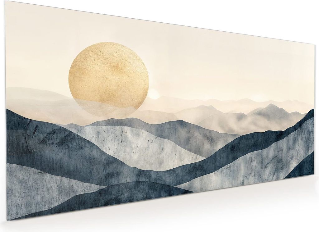 Küchenrückwand Spritzschutz Glas mit Motiv Sonnenaufgang Hügel 40 x 40 cm