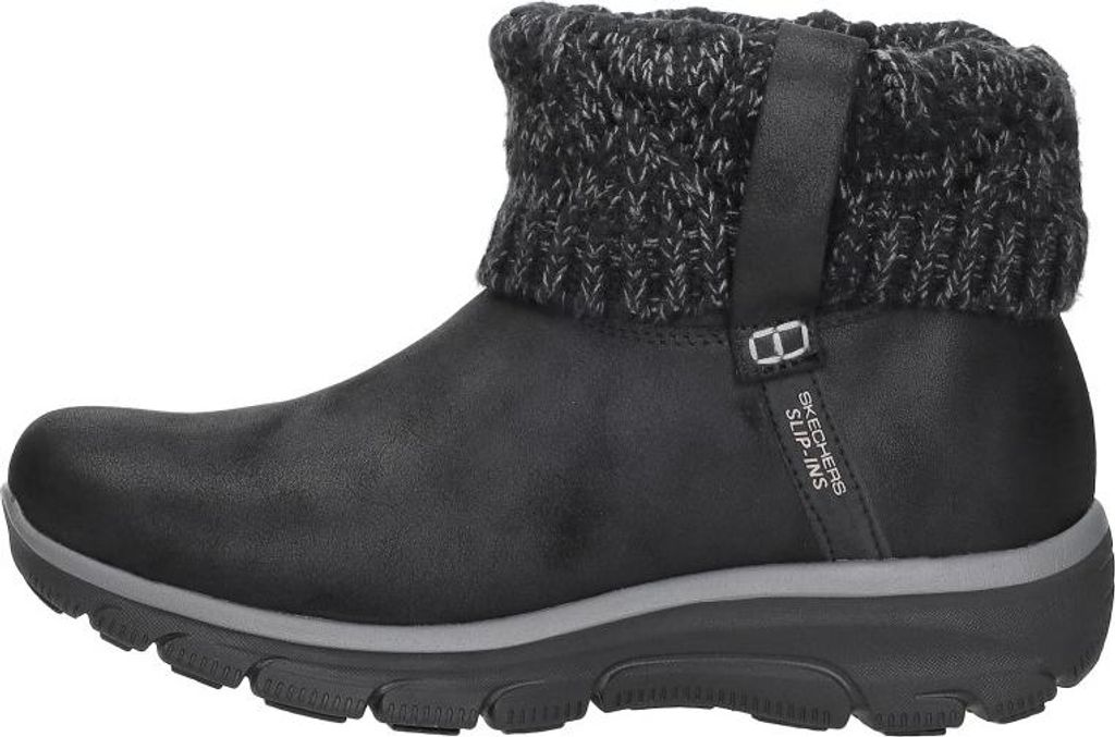 Skechers Slip-Ins Relaxed Fit Enkellaarsjes Plat - Zwart - Maat 40