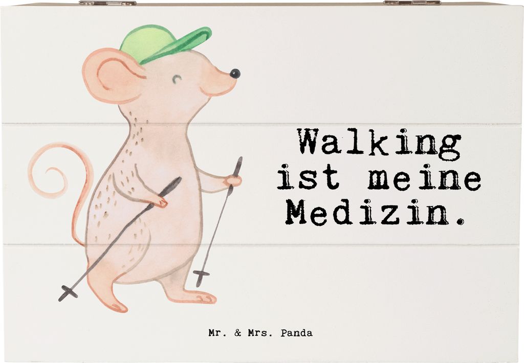 Mr. & Mrs. Panda Geschenkbox Maus Walking 22 x 15 cm - Weiß - Geschenk, Spazieren gehen, fotobox, Walken, schatztruhe, Schnelles, Schatzkiste, ges...